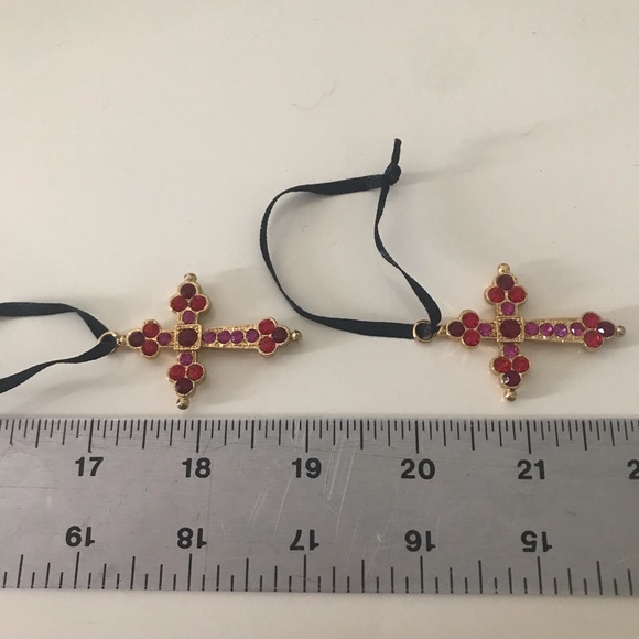 Gemstone / Gold Cross Pendants - set of 2 - Picture 7 of 7